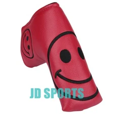 Red Leather Golf Blade Putter Head Cover with Magnetic Closure