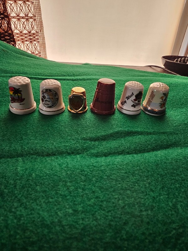6 Florida Wood, Stainless Steel and Ceramic Thimbles