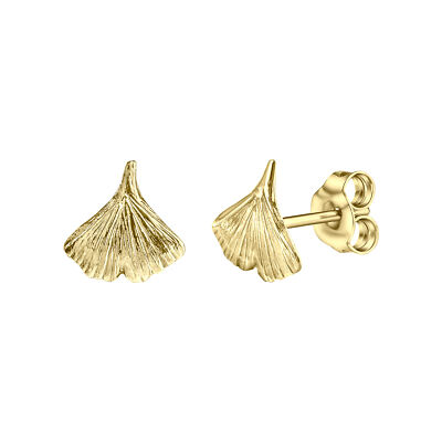 Ohrschmuck Ohrstecker 333 Gold gelb glanz poliert Motiv Blatte Ginkgo 8 Karat V