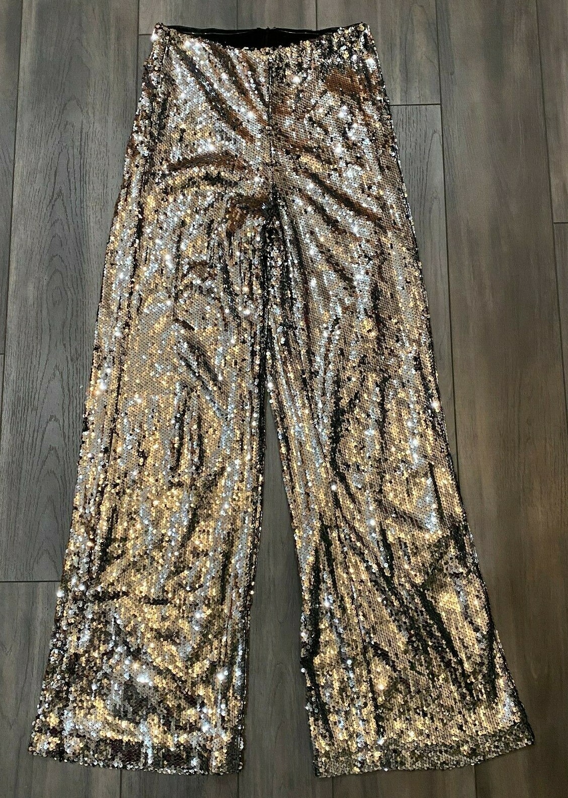 Sequin Pants M Silver Sparkle Shine 
