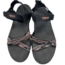 Teva Size 7 VERRA Black Salmon Quick Dry Adjustable Comfort Walking Sandals