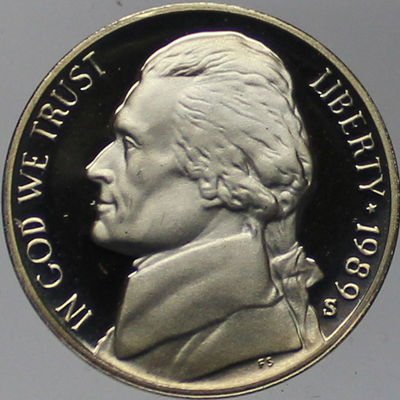 1989-S 5C (Proof) Jefferson Nickel, Ungraded, Uncertified, FREE SHIPPING