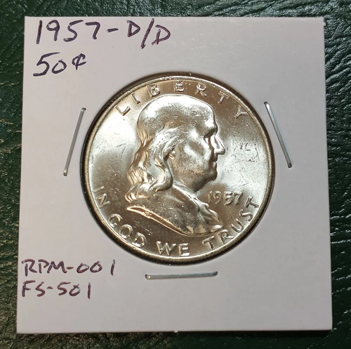 BU 1957 D/D Franklin Half Dollar RPM-001 / FS-501