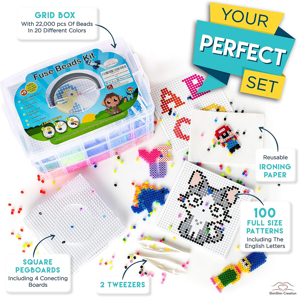 XXL Fuse Beads Kit, Melty Beads Melting Beads for Kids Crafts Iron