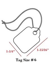 1000 Blank White Merchandise Price Tags with Strings Size #6 Retail Strung Label