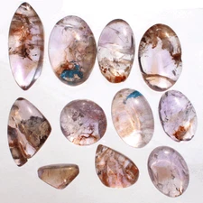 11 Pcs Natural Amethyst Quartz With Matrix 14.1mm-31.8mm Cabochon Gemstones Lot