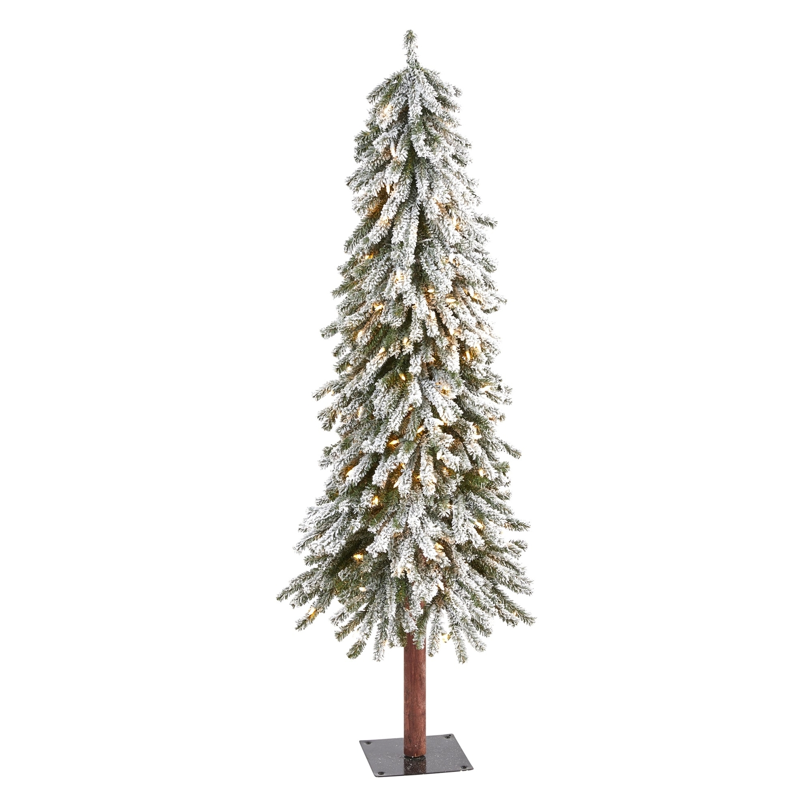 5' Flocked Grand Alpine Christmas Tree with 200 Clear Lights Green 5'