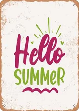 METAL SIGN - Hello Summer - 6 - Vintage Rusty Look
