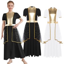 Kids Girls Angel Paradise Peplum Performance Dance Dress Church Praise Costume