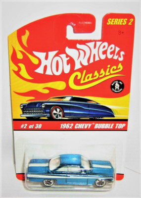 ミニカー Hot WHeels Classics 1962CHEVY BUBBLE TOP Hot wheels Classics Series 2 1962 Chevy Bubble Top Blue/White #2