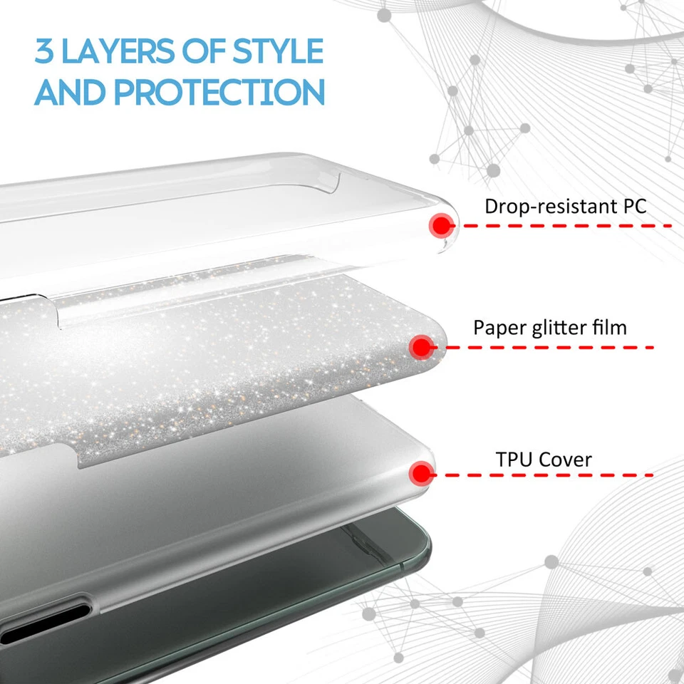 Cover Custodia Brillantini 3 In 1 Tpu Glitter per Apple  Iphone 11 Pro Argento - Immagine 4 di 4