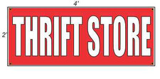 2x4 THRIFT STORE Red with White Copy Banner Sign NEW