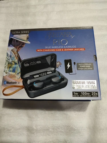 Carlos Santana RIO Wireless Earbuds W/Charging Case/ 2000mAh Power Bank Black