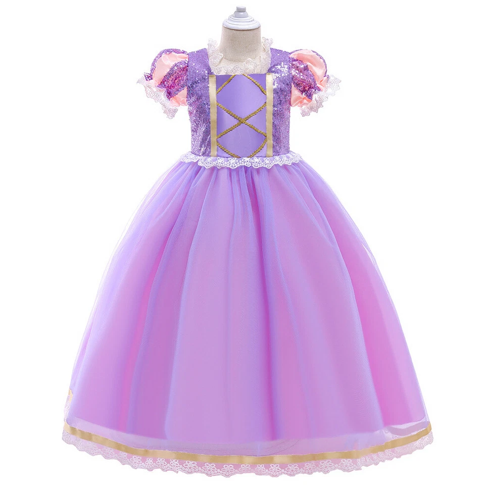 Vestidos Rapunzel 2-12 años para niños bebés niños pequeños fiesta de cumpleaños princesa disfraces Foto 4 de 4