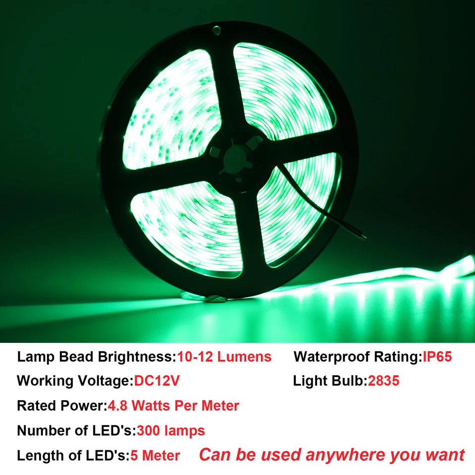 2835 16ft LED Boat Light Strip Green Waterproof Yacht Marine Deck Bow Pontoon - Image 3 of 4