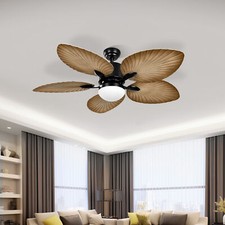 52 Palm Leaf Ceiling Fan LED Light Tropical S...