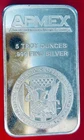 APMEX 5 Troy Ounces Pure Silver Bar .999 Eagle w Stars 5 Toz. Ingot
