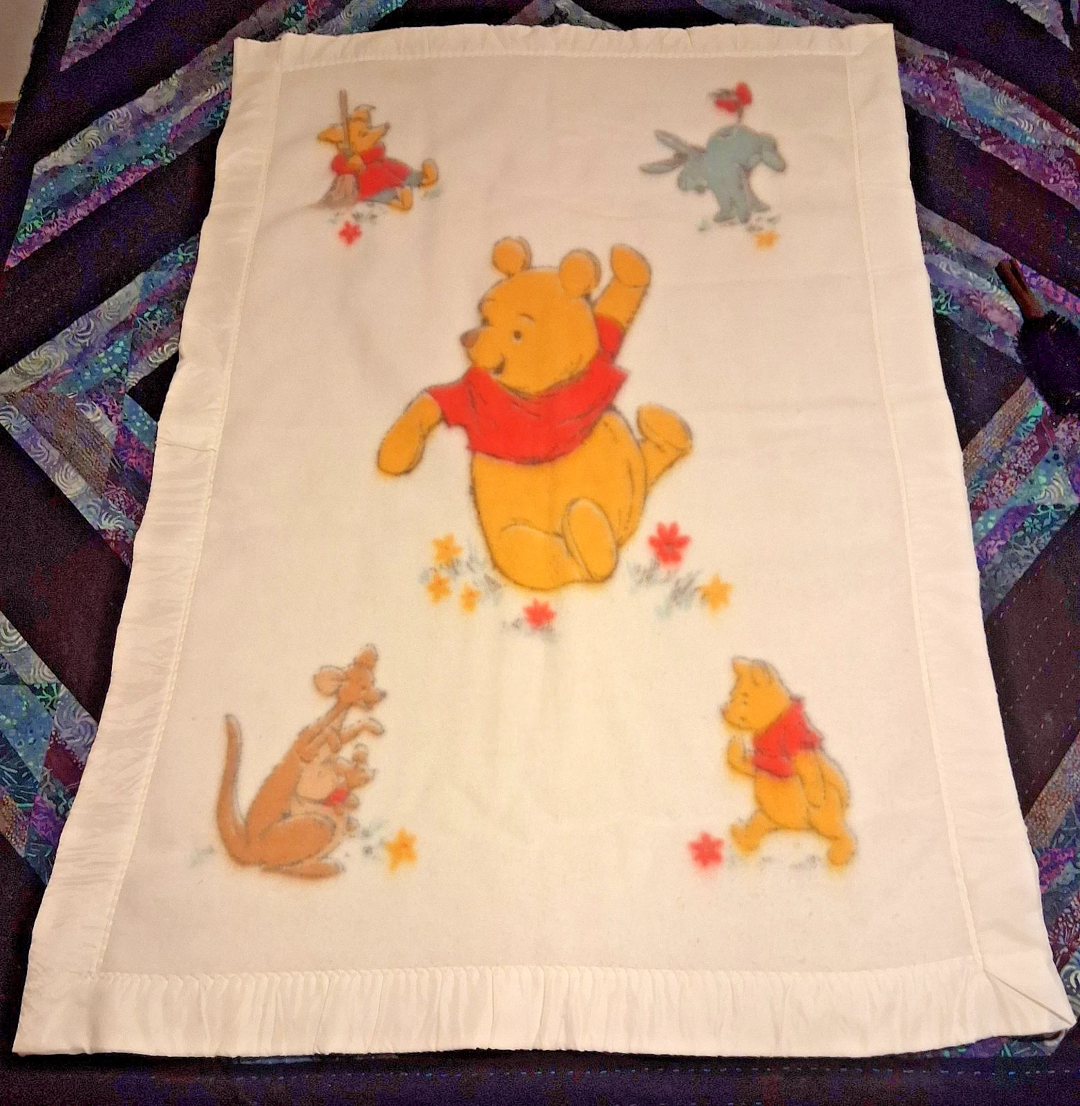 Vintage 1964 Sears Winnie The Pooh Satin Trim Blanket
