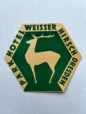 Vintage PARK HOTEL WEISSER HIRSCH Decal Dresden, Germany