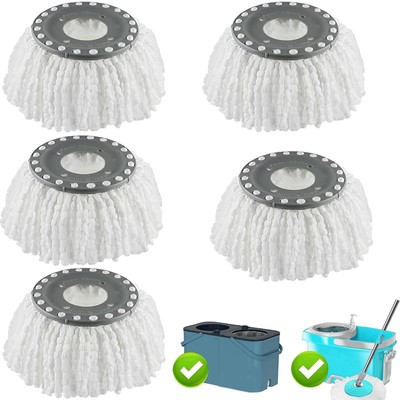 5er Pack Mikrofaser Spin Mop Nachfüllpackungen, Köpfe sauber rund - grau 