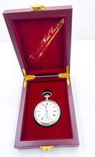 IWC Silver 800 Pocket Watch 52mm Enamel Dial Mechanical Hand Wind Work