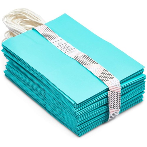 Medium Teal Gift Bags with Handles for Party Favors, Merchandise Bags (36 Pack) - 第 5/7 張圖片