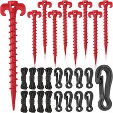 27 Pieces Plastic Inflatable Stakes Set, Include Tent Stakes, Tethers Ropes and