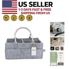 Large Gray Diaper Caddy Organizer for Baby Wipes Nursery Car Storage