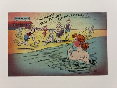 Oh Mabel, You Forgot Something! Vintage Comic Postcard - 907