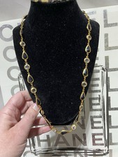 Imitation Crystal Necklace, Gold Tone Black Faceted Teardrop And Round Clear