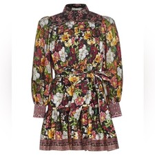 Alice + Olivia Tiffie Mini Dress in Juniper Floral Long sleeve colorful spring 8