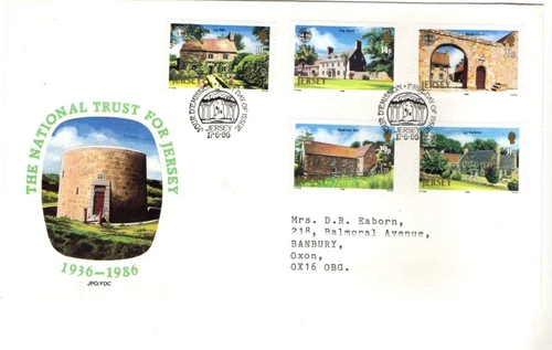 1986 JERSEY - NATIONAL TRUST FOR JERSEY 50th ANNIVERSARY FDC FROM COLLECTION N45