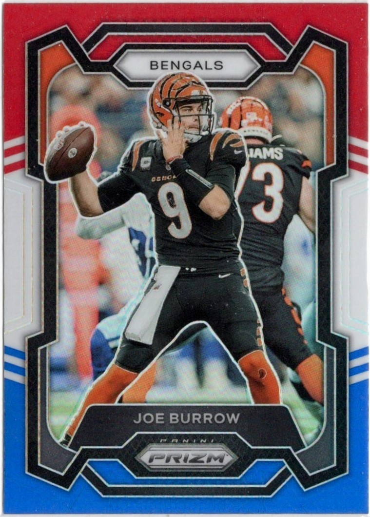 2023 Panini Prizm Red White Blue Prizm Joe Burrow Parallel Card #57 Bengals
