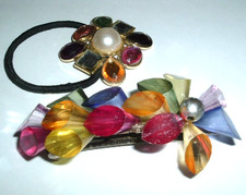 Colorful Jeweled Ponytail Wrap and Lucite Spears Barrette