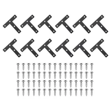 12Pcs t Shape Flat Bracket, 3.15"x3.15" Flat Corner Bracket with Screws, Black