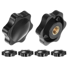 6pcs Star Knobs M6 Thread 32mm Head Non-Through Hole Brass Insert Knob Black