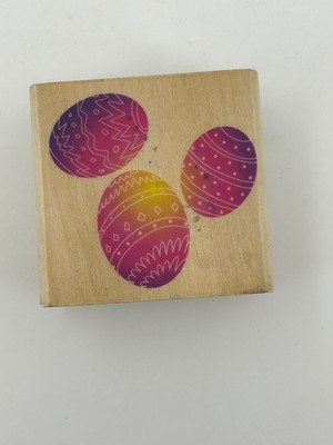 STAMPS ETC. Easter Eggs Rubber Stamp Wood Mounted Card Making