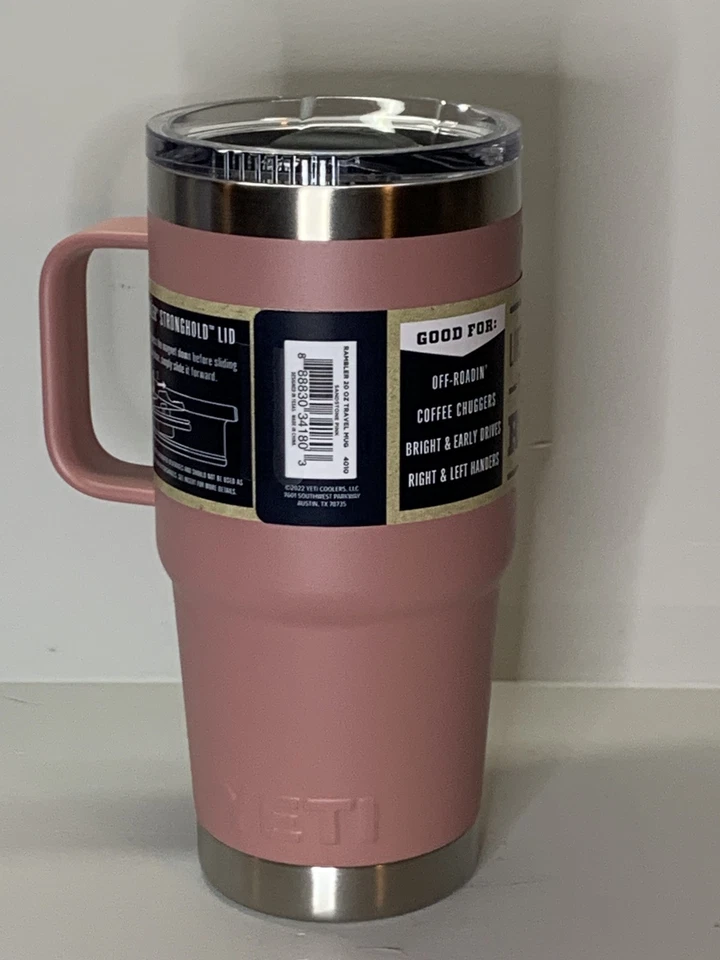 Caneca de viagem YETI Rambler 20 oz arenito rosa sem BPA nova com etiquetas - Imagem 4 de 4