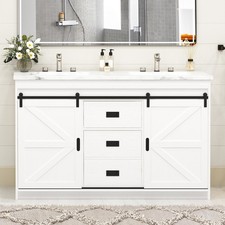 47'' Bathroom Vanity with Double Sink Freestanding Bathroom Vanity w/ 3 Drawers