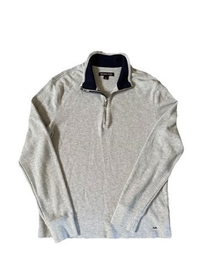 Michael Kors Mens Gray 1/4 Zip Mock Neck Sweater size large