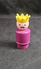 VTG Fisher Price Wood Little People King Purple Body Yellow Crown Castle #993