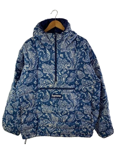 Piumino Supreme 22AW micro mezza zip pullover con cappuccio L blu paisley