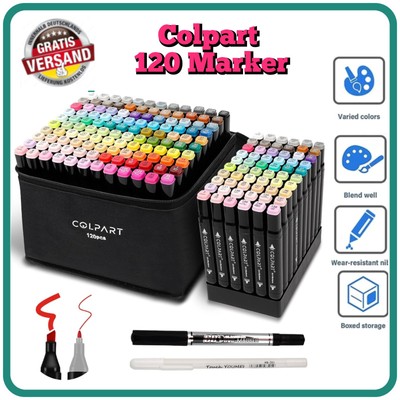 120 Marker Set, 120 COLPART Dual Tip Alcohol Markers, Zeichnen, Zwillingsmarker