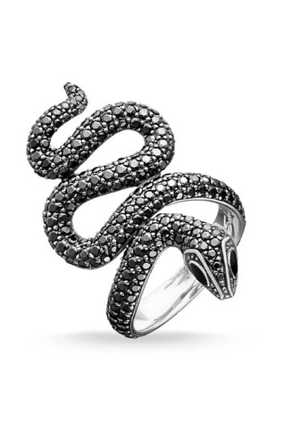 ZARD Snake Linear Serpentine Wrap Ring in 925 Sterling Silver Cubic Zirconia