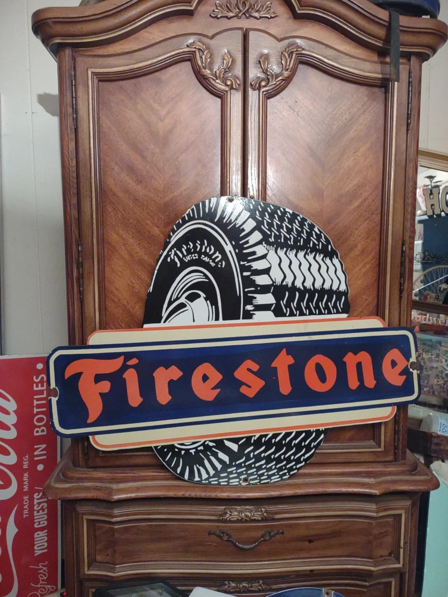 Exide ヴィンテージサイン firestone Mobil Antique Vintage Old Style Firestone Tires Sign | eBay
