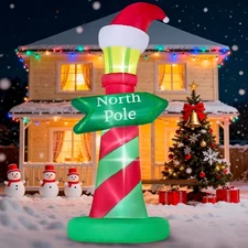 6ft Tall Christmas North Pole Sign Inflatable Outdoor Decoration, Blow up North 
