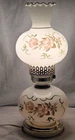 VTG Milk Glass Hurricane Lamp Floral Gone With The Wind Parlor Lamp 3-way 16''