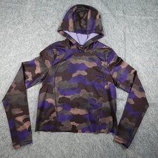 Athleta Top Womens Small Purple Camo Pinnacle Hoodie Pullover Athleisure