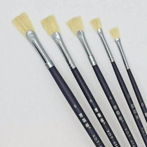 Oil Acrylic Watercolor Paint Brushes 100% Natural Chungking Hog Hair 6pc  Filbert Paint brush Set