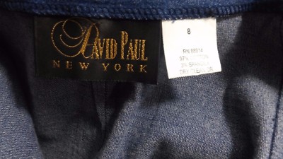 Pantalon Capri Femme David Paul New York - Denim Boho à Poches & Perles - Taille 8 | Jean Court Vintage Poches Plates